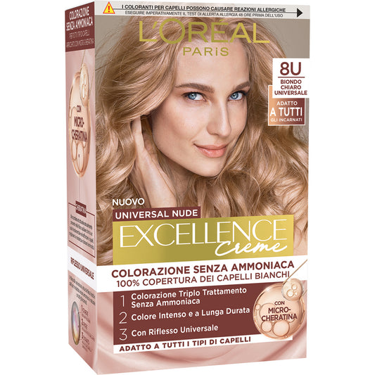 LOreal Paris Excellence Creme Universal Nude - 8U Biondo Chiaro Universale